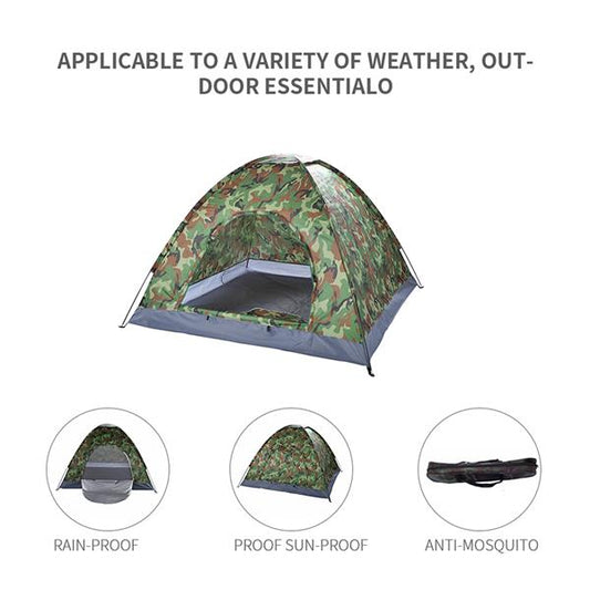 3–4 Person Camping Dome Tent with Camouflage Pattern