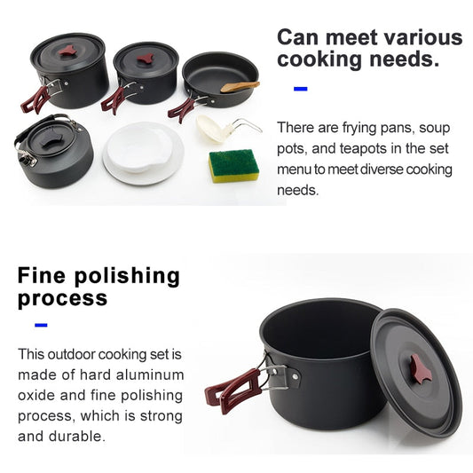 Camping Cookware Set with Cooking Pot and Kettle
