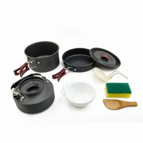 Camping Cookware Set with Cooking Pot and Kettle