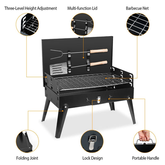 Portable Foldable Charcoal Grill Suitcase Style