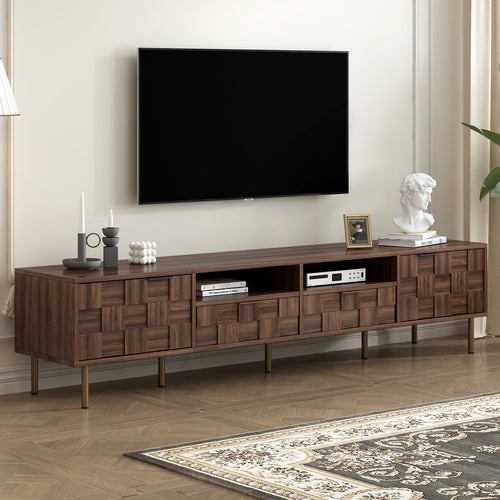 78.7" Mid Century TV Stand with 2 Drawers & 2 Open Cabinets – Media Console Table for TVs up to 85" – Dark Brown