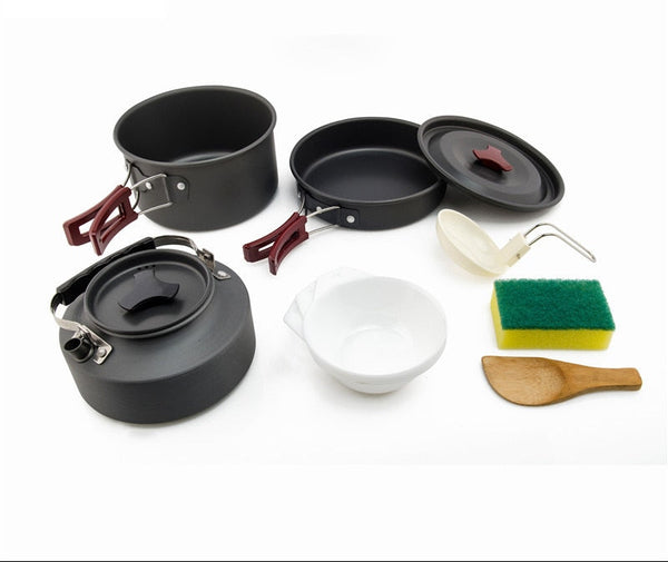 Camping Cookware Set with Cooking Pot and Kettle