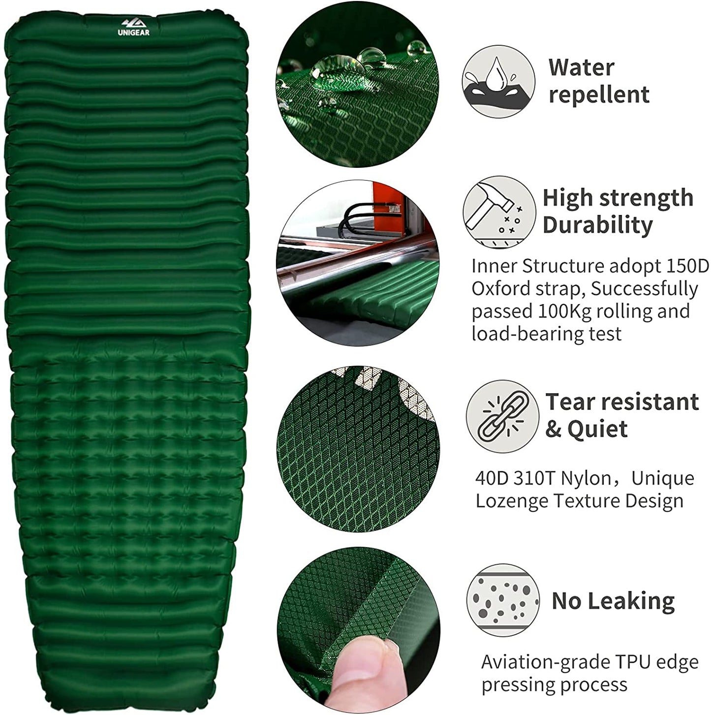 Inflatable Air Sleeping Pad with Integrated Pump