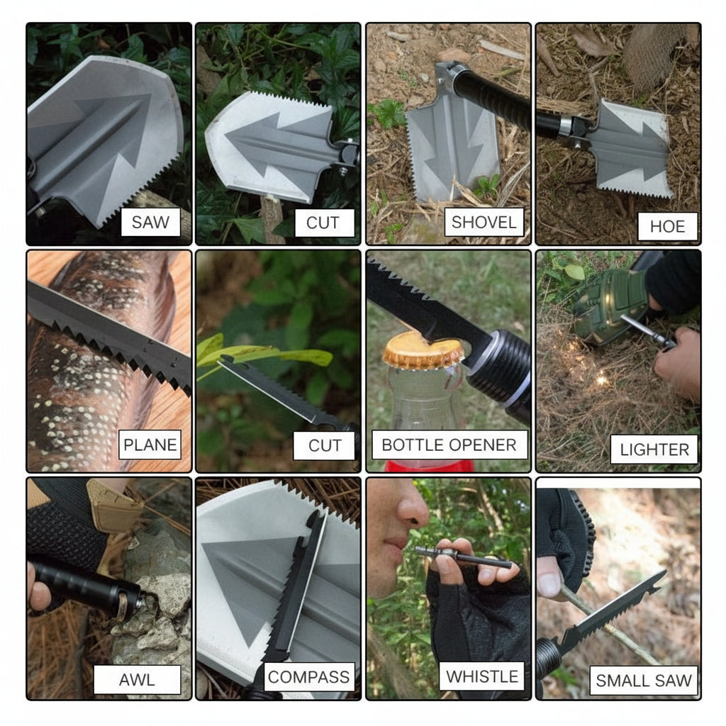 Multifunctional Folding Survival Shovel