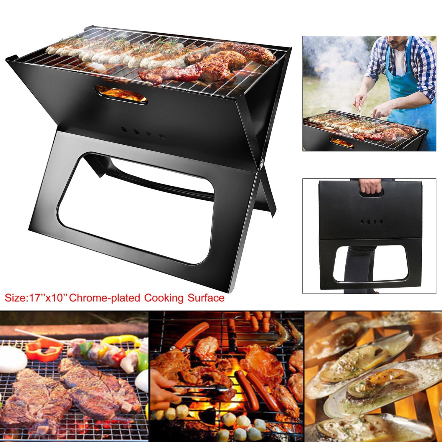 Portable Foldable Charcoal BBQ Grill
